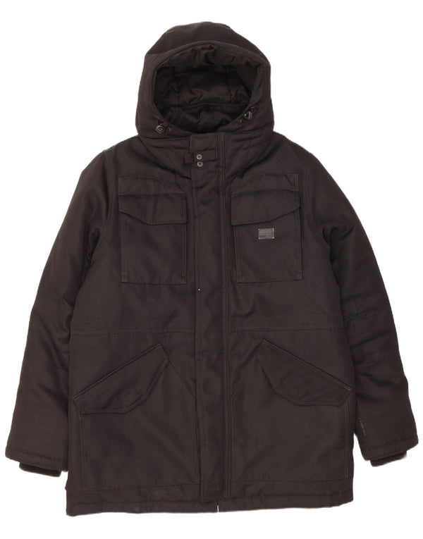 G-Star Mens Hooded Padded Jacket UK 40 Large Black Polyester