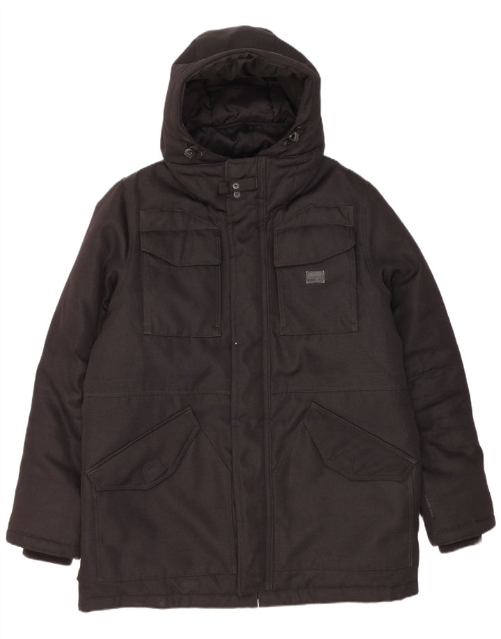 G-Star Mens Hooded Padded Jacket UK 40 Large Black Polyester