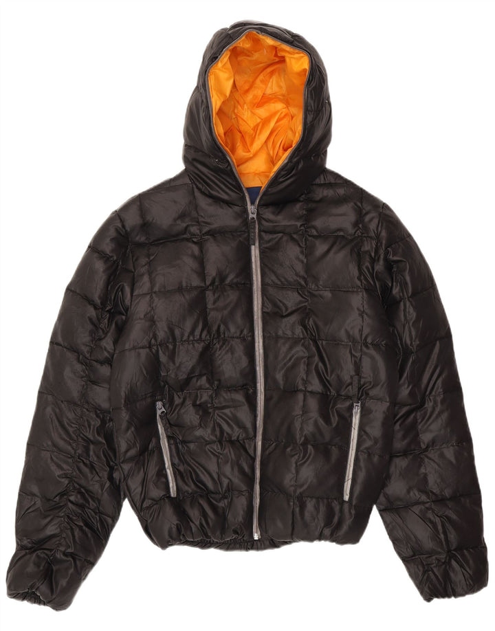 Zara Boys Hooded Padded Jacket 13-14 Years XL Black Polyester
