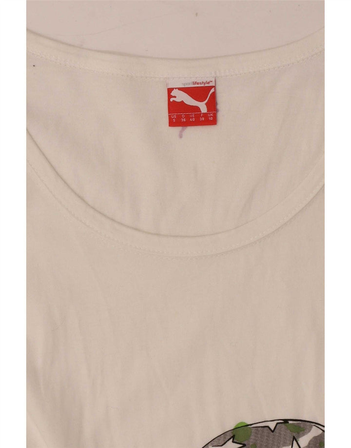 Puma Womens Regular Graphic T-Shirt Top UK 10 Small White
