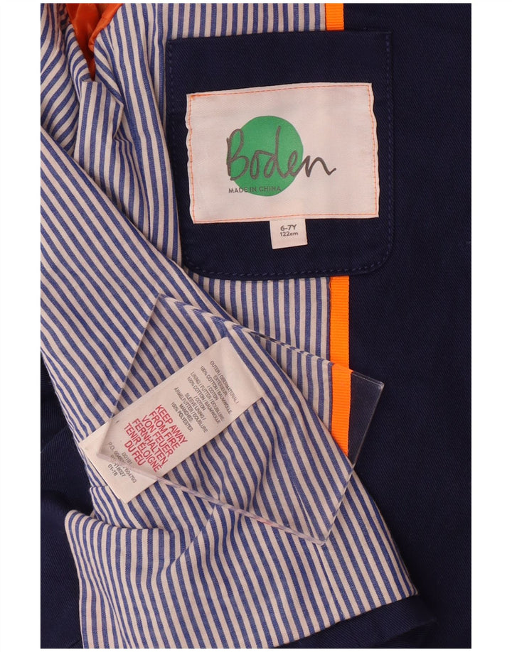BODEN Boys 2 Button Blazer Jacket 6-7 Years Blue Cotton