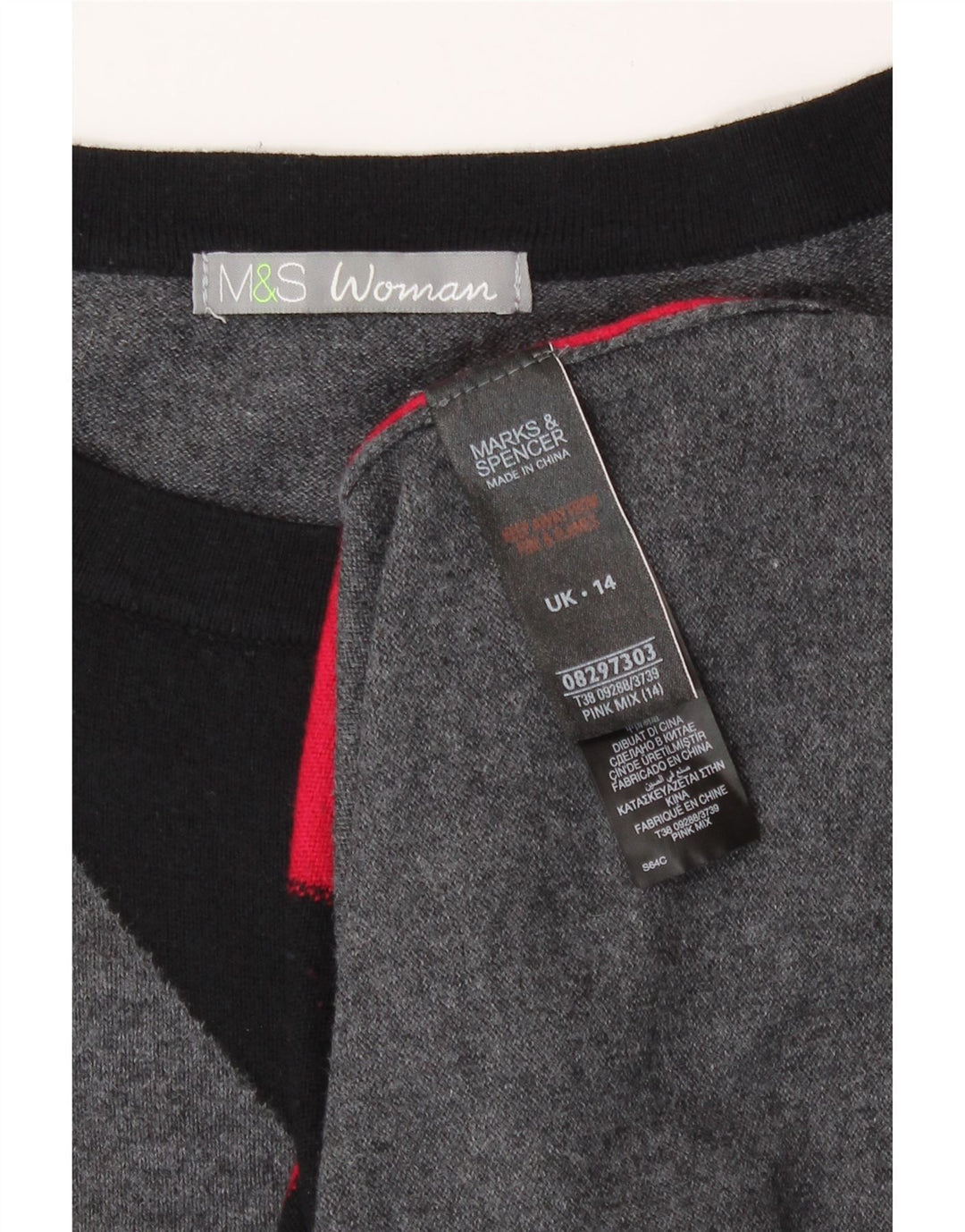 Marks & Spencer Womens Jumper Dress UK 14 Medium Grey Colourblock