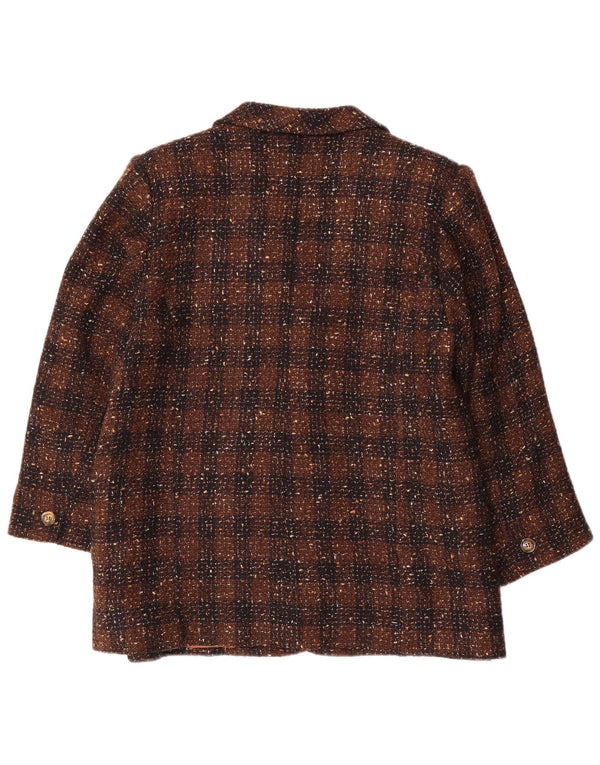 Vintage Womens 2 Button Blazer Jacket UK 18 XL Brown Check
