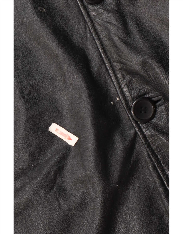 Vintage Mens Leather Coat UK 38 Medium Black