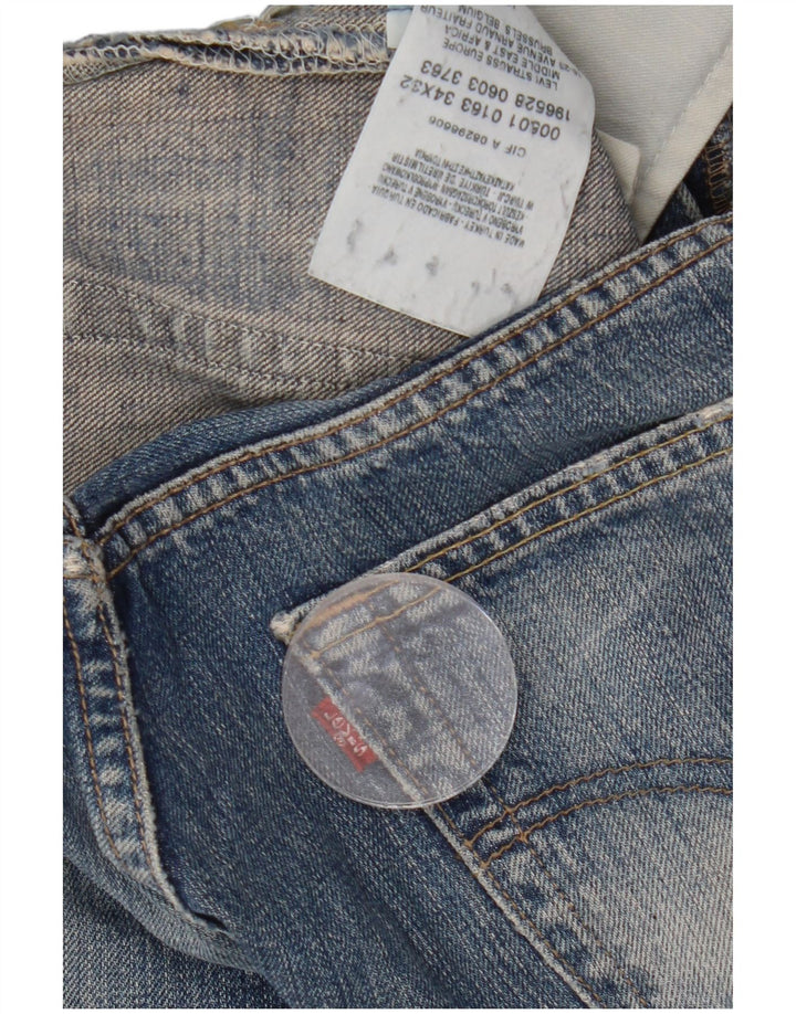 Levi's Mens 501 Distressed Straight Jeans W34 L27 Blue Cotton