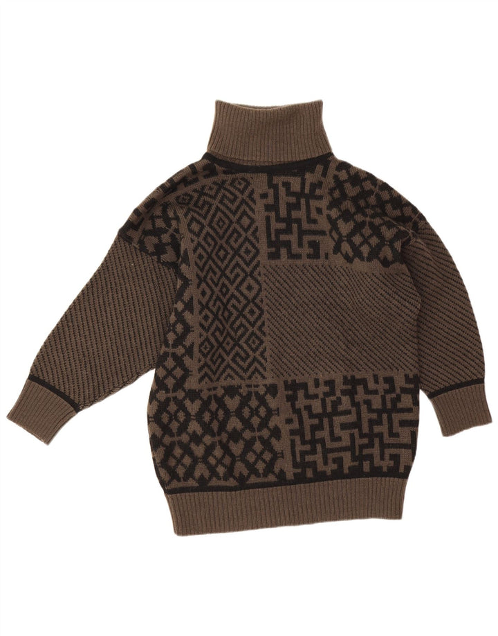 i Blues Womens Roll Neck Jumper Sweater IT 42 Medium Brown Geometric