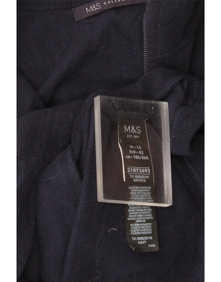 Marks & Spencer Womens Fleece Jacket UK 14 Large Navy Blue Polyester
