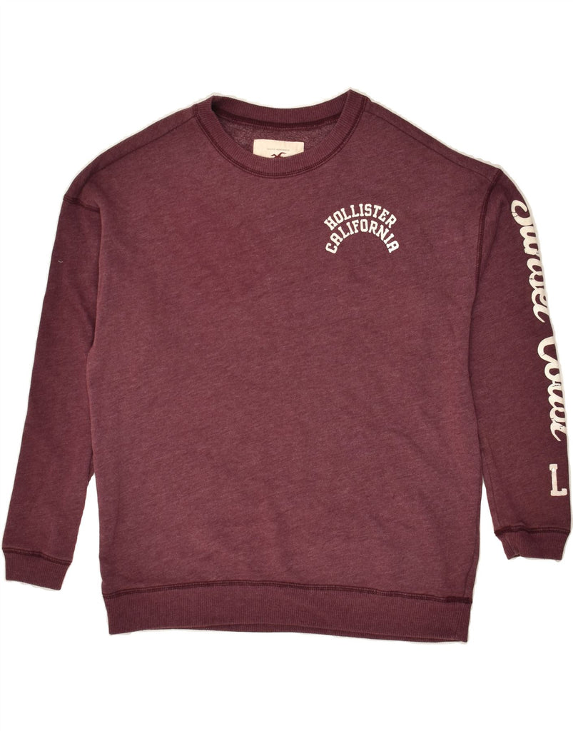 HOLLISTER Mens Graphic Sweatshirt Jumper Small Burgundy Cotton | Vintage Hollister | Thrift | Second-Hand Hollister | Used Clothing | Messina Hembry 