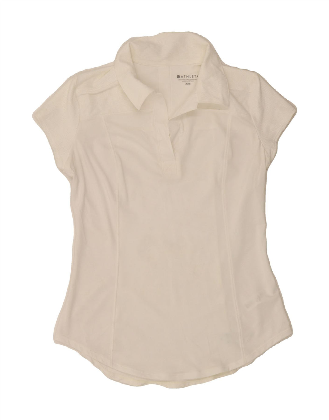 ATHLETA Womens Polo Shirt UK 2 2XS Off White Polyester Vintage Athleta and Second-Hand Athleta from Messina Hembry 