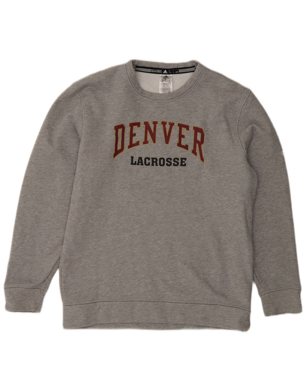 Adidas Mens Denver Lacrosse Graphic Sweatshirt Jumper Large Grey Flecked