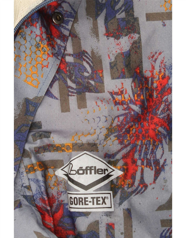 Loffler Mens Hooded Rain Jacket UK 40 Large Blue Geometric