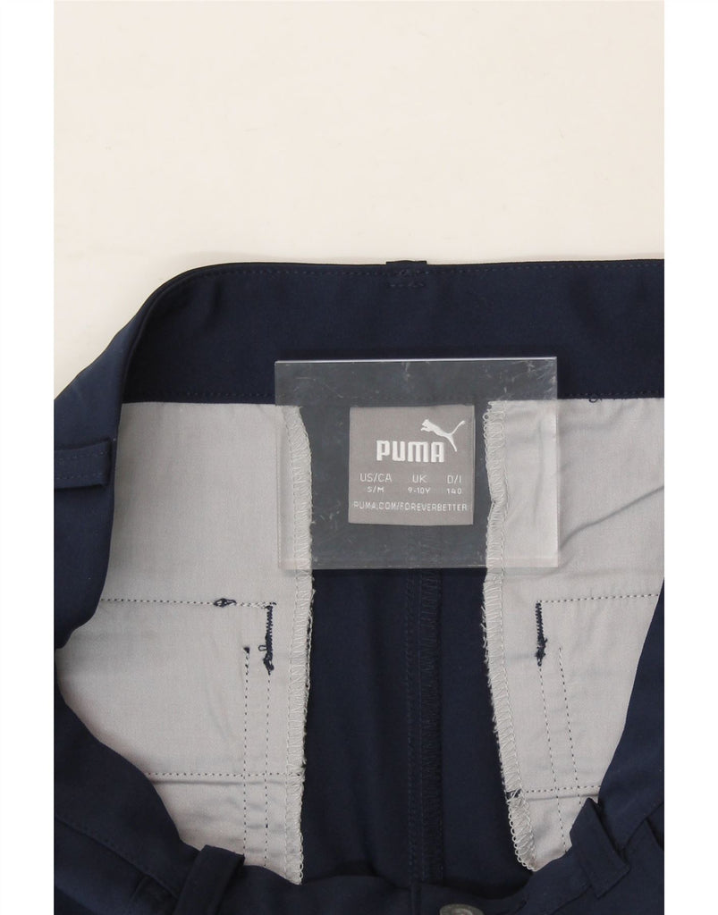 PUMA Boys Straight Casual Trousers 9-10 Years W28 L24 Navy Blue Cotton Vintage Puma and Second-Hand Puma from Messina Hembry 