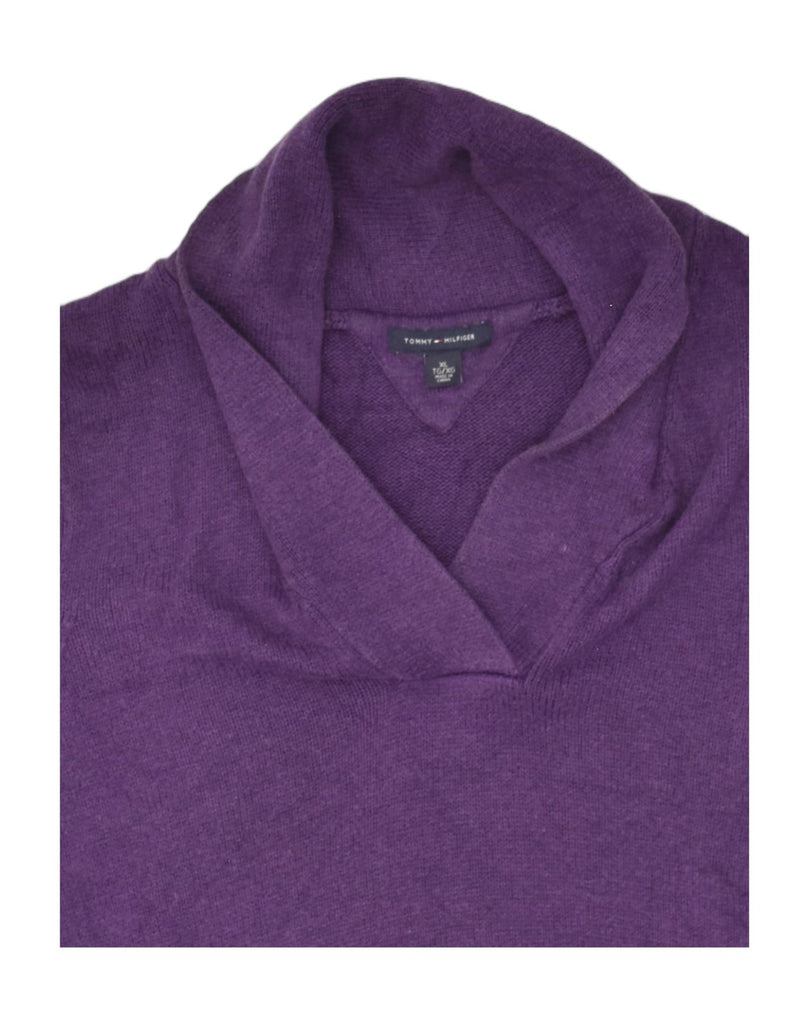 TOMMY HILFIGER Womens Shawl Neck Jumper Sweater UK 18 XL Purple Cotton | Vintage Tommy Hilfiger | Thrift | Second-Hand Tommy Hilfiger | Used Clothing | Messina Hembry 