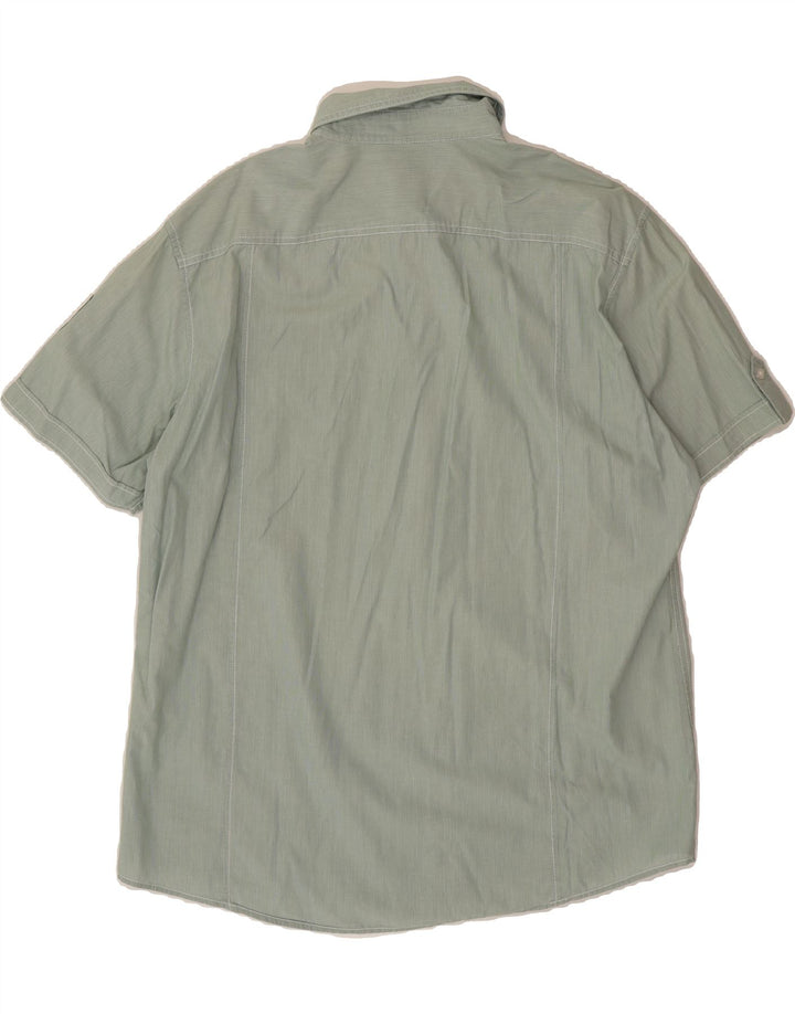 ESPRIT Mens Short Sleeve Shirt 2XL Green Pinstripe Cotton Vintage Esprit and Second-Hand Esprit from Messina Hembry 