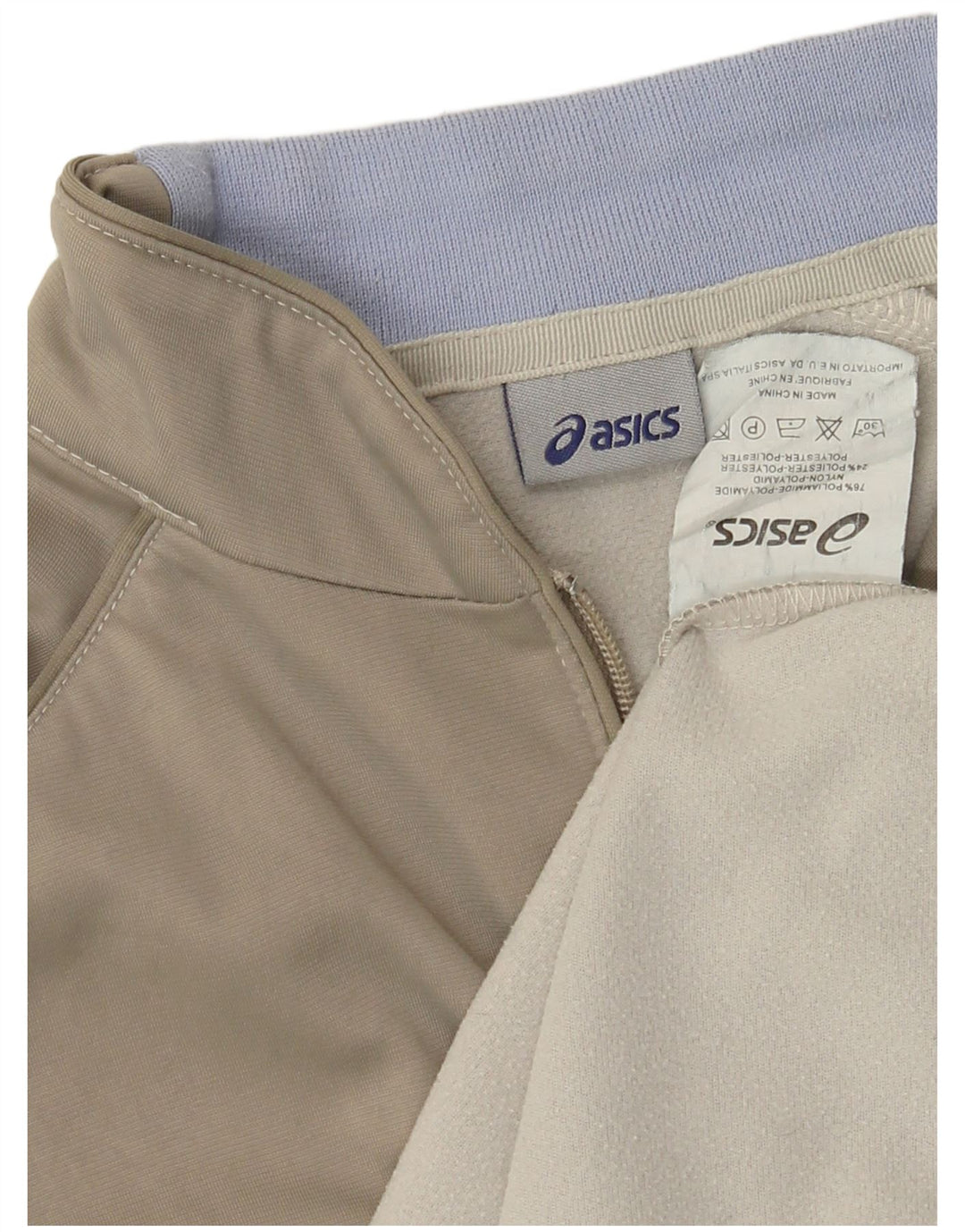 Asics Womens Tracksuit Top Jacket UK 14 Medium Khaki Polyamide