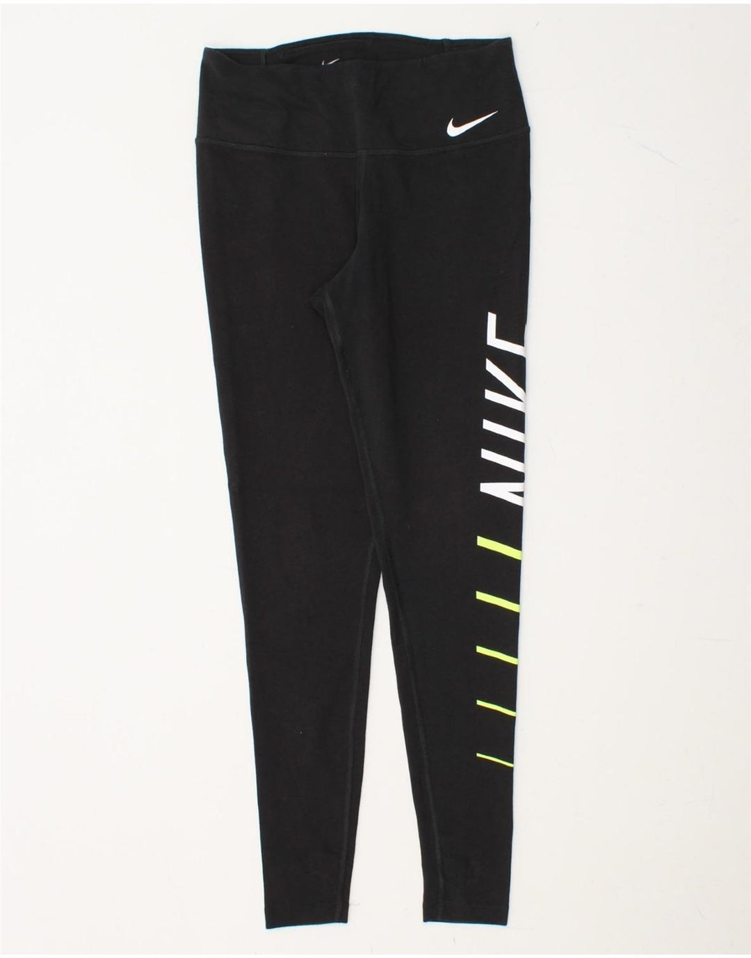 NIKE Womens Dri Fit Graphic Leggings UK 8 Small  Black Cotton