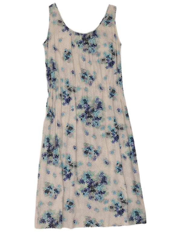 Vintage Womens Sleeveless A-Line Dress IT 46 Large White Floral