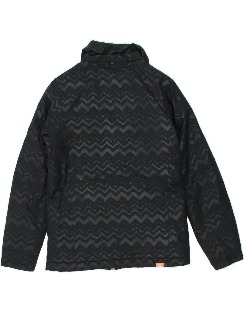 ROXY Womens Windbreaker Jacket UK 14 Large Black Chevron Polyester Vintage Roxy and Second-Hand Roxy from Messina Hembry 