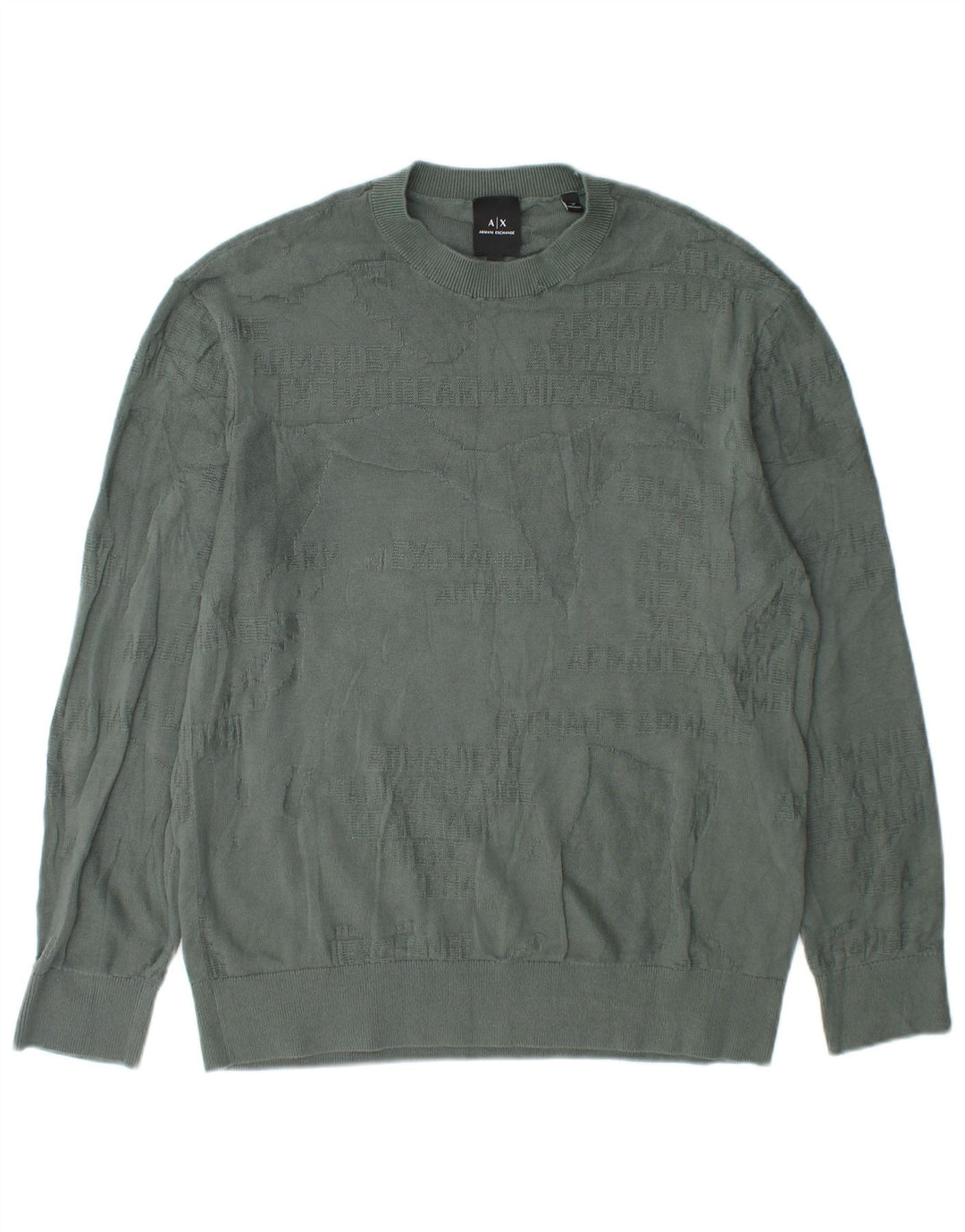 Armani Exchange Mens Crew Neck Jumper Sweater Small Green Cotton