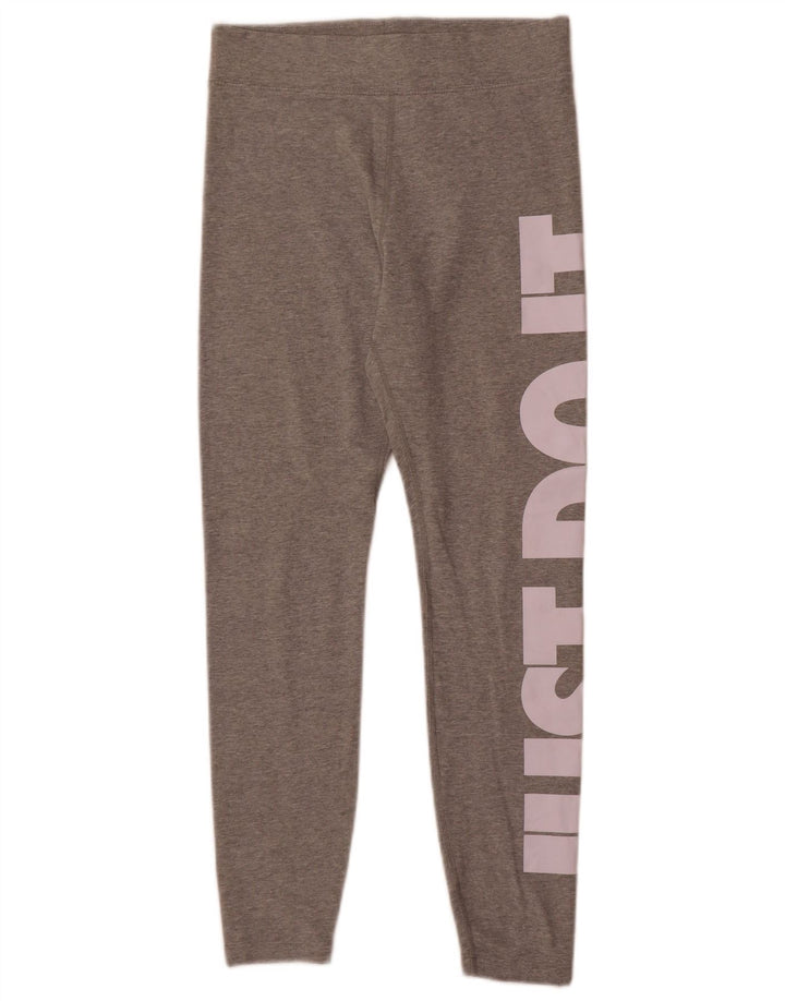 Nike Womens Graphic Leggings UK 12 Medium  Grey Cotton