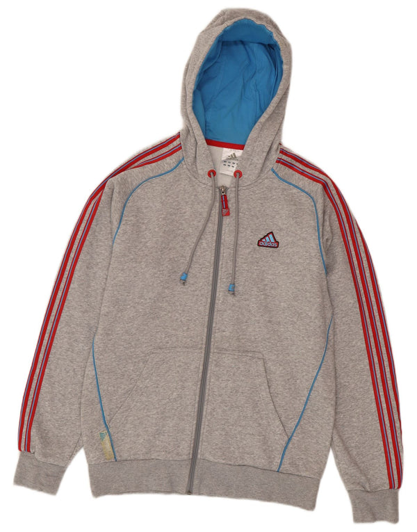 Adidas Mens Zip Hoodie Sweater Medium Grey Cotton
