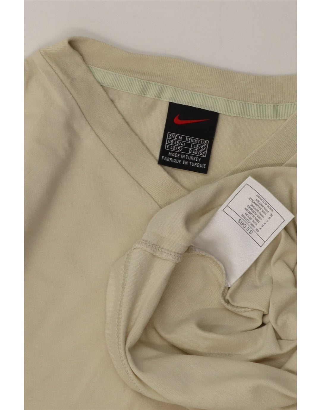 Nike Mens T-Shirt Top UK 39/41 Medium Beige Cotton