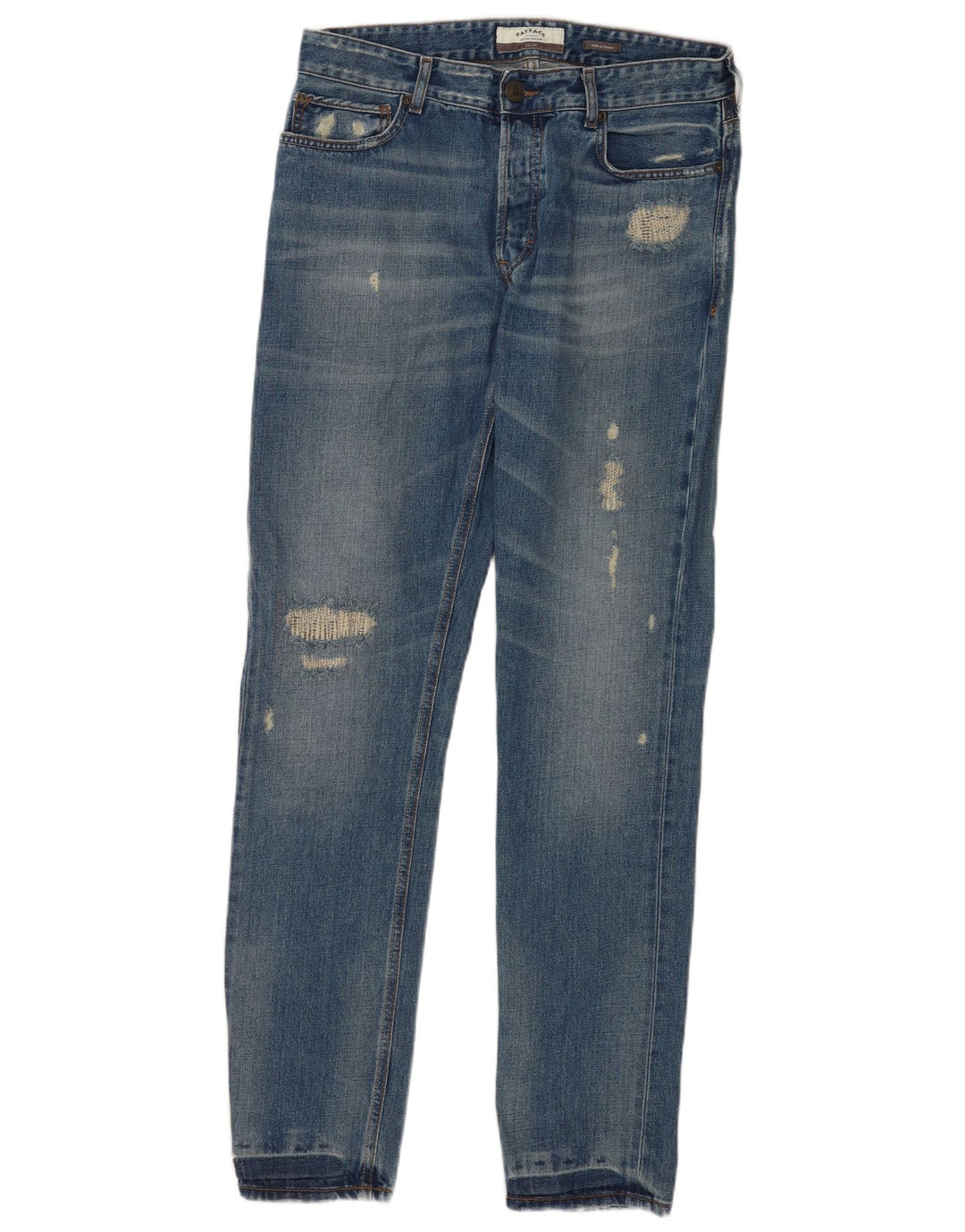 Fat Face Mens Distressed Slim Jeans W32 L33 Blue Cotton