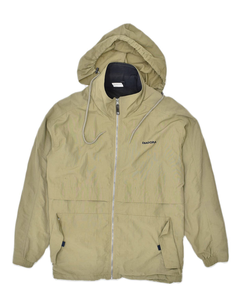 DIADORA Mens Hooded Rain Jacket UK 42 XL Beige Polyamide | Vintage Diadora | Thrift | Second-Hand Diadora | Used Clothing | Messina Hembry 