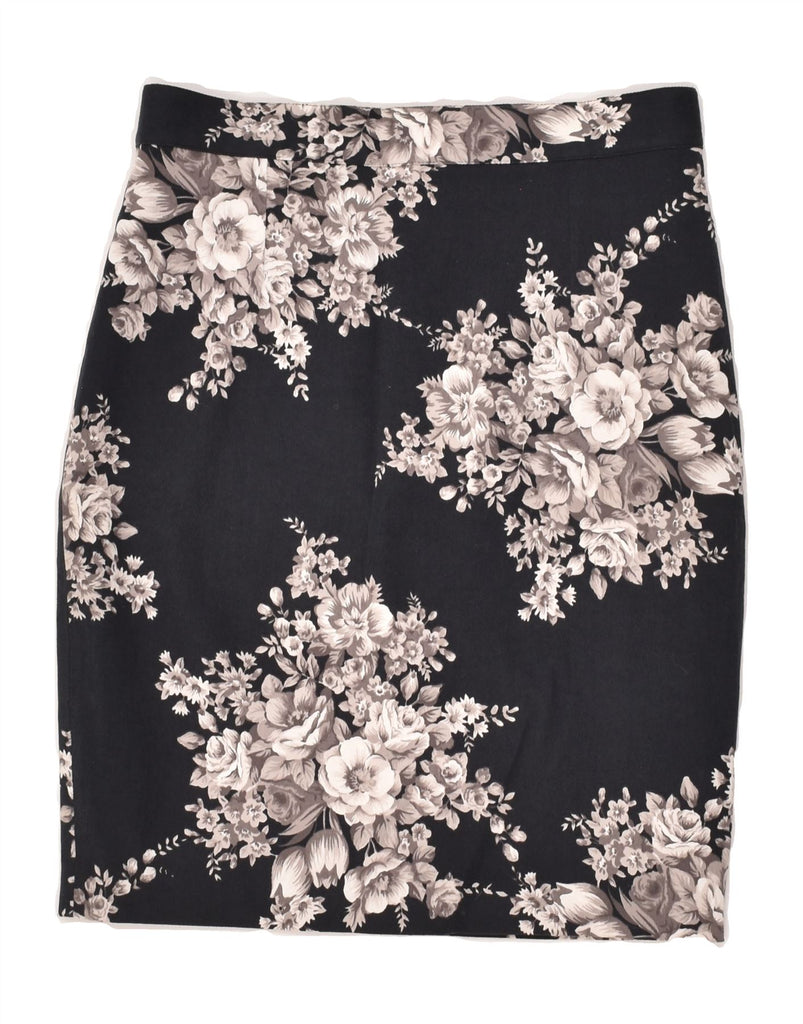 VANITY Womens Pencil Skirt IT 44 Medium W28 Black Floral Cotton Vintage Vanity and Second-Hand Vanity from Messina Hembry 