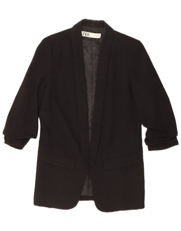 Zara Womens Oversized Blazer Jacket UK 6 XS Black Polyester