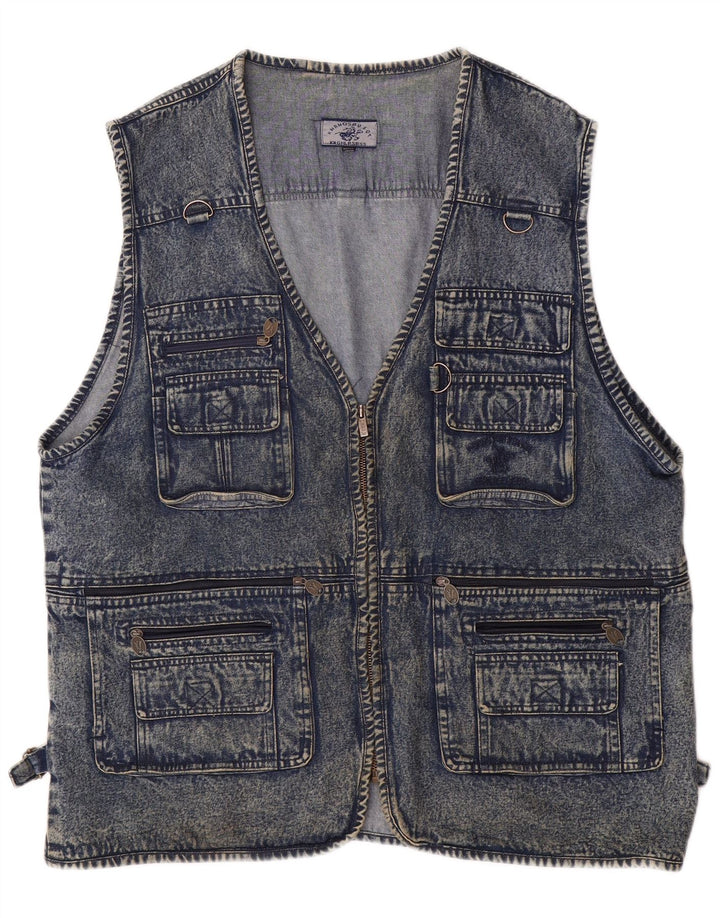 VINTAGE Mens Denim Gilet UK 50 5XL Blue