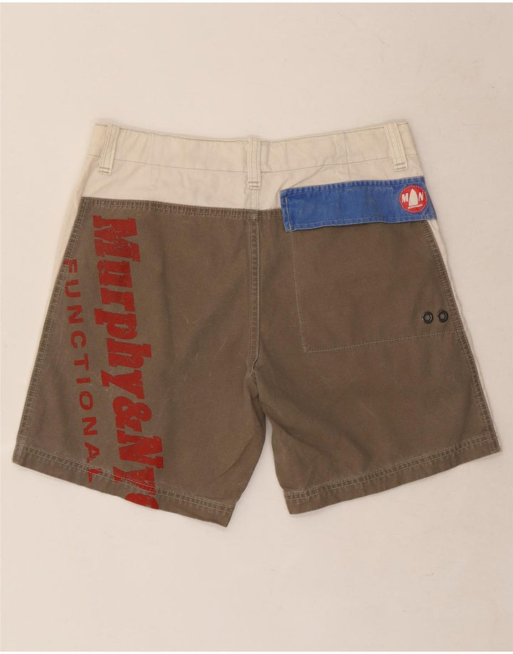 Murphy & Nye Mens Graphic Casual Shorts W32 Medium White Colourblock Cotton