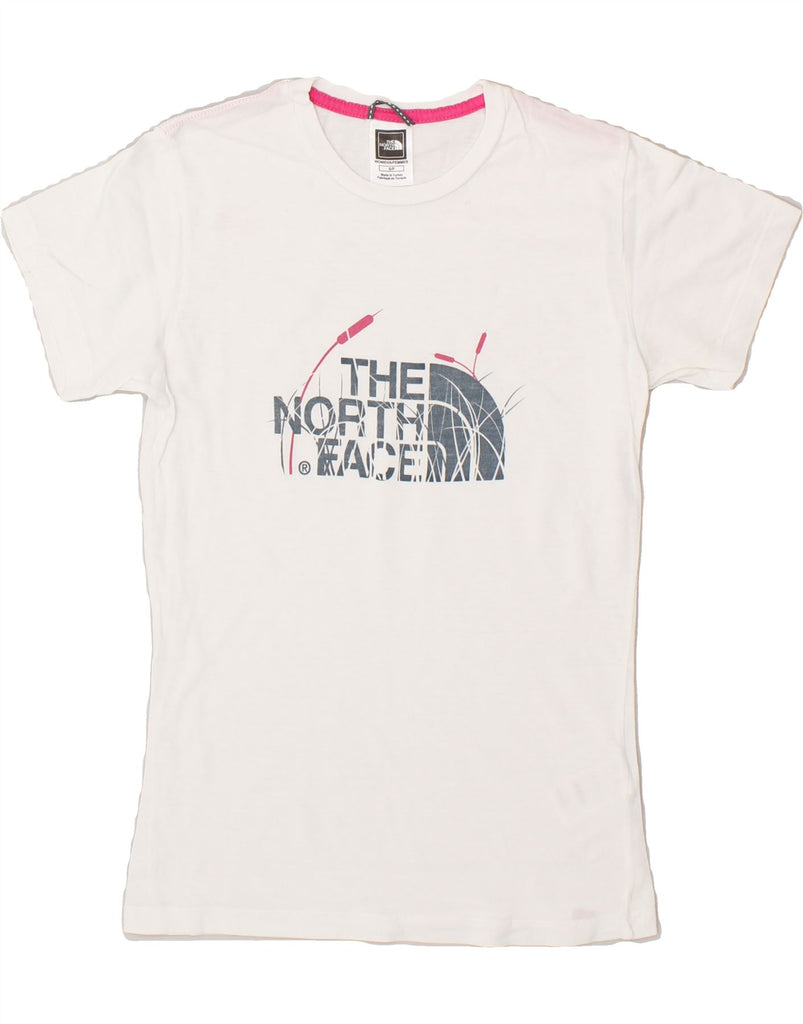 THE NORTH FACE Womens Graphic T-Shirt Top UK 8 Small White Cotton | Vintage The North Face | Thrift | Second-Hand The North Face | Used Clothing | Messina Hembry 