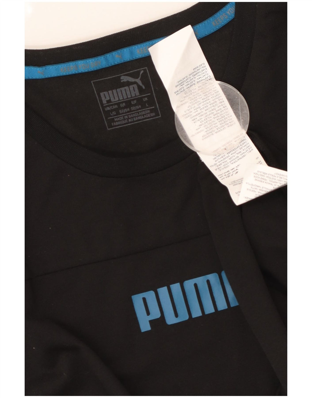 PUMA Mens T-Shirt Top Large Black Polyester