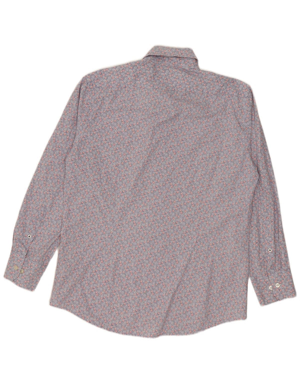 Fred Perry Mens Super Slim Fit Shirt Large Blue Floral Cotton