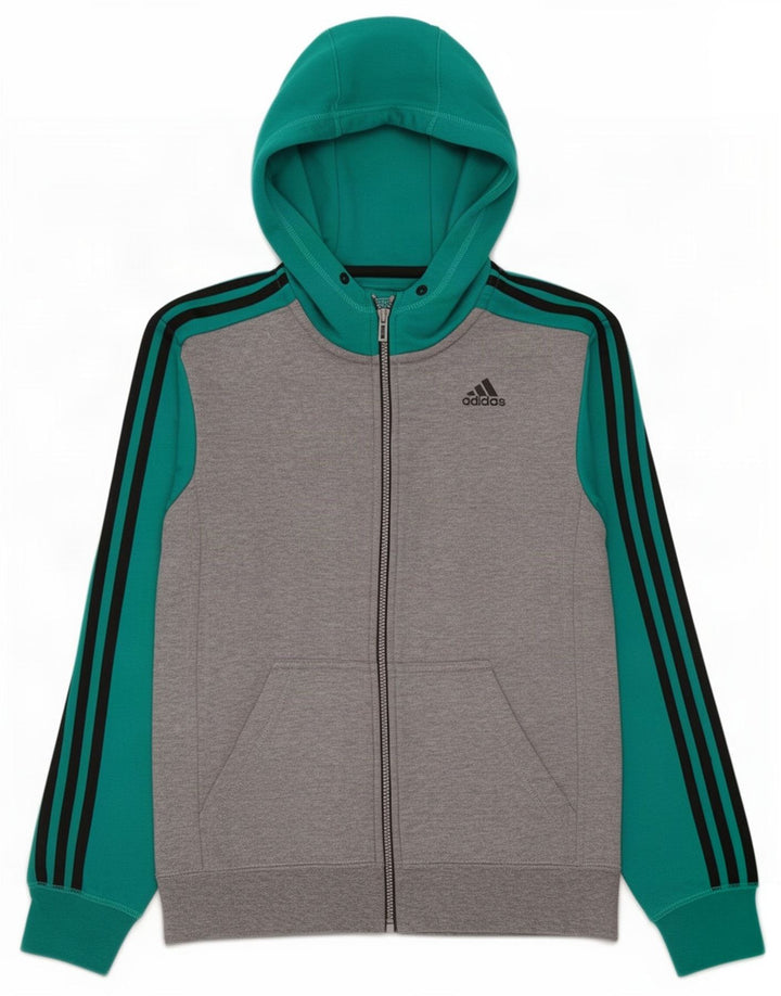 Adidas Mens Climalite Zip Hoodie Sweater Small Grey Colourblock Polyester