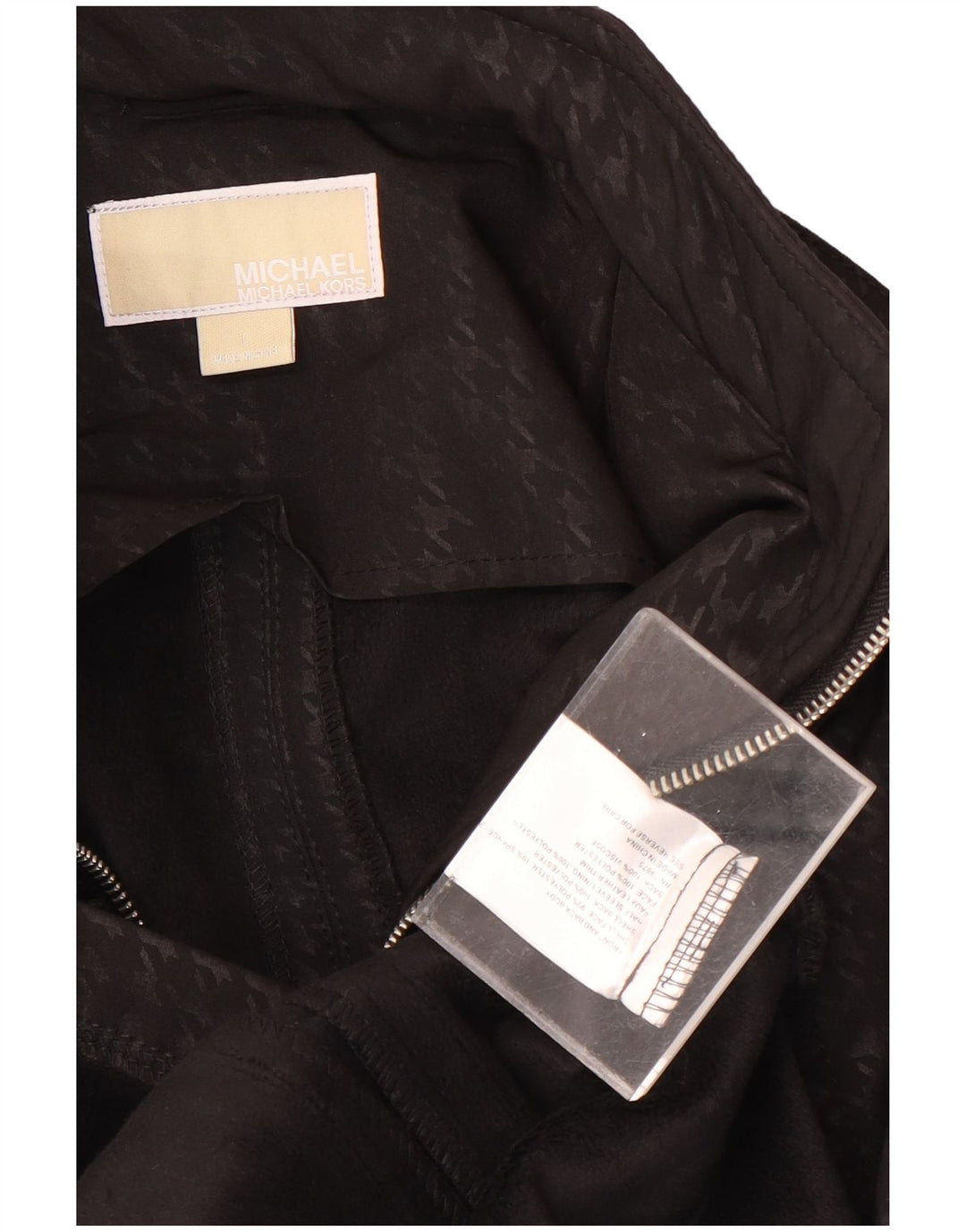 Michael Kors Womens Military Jacket UK 16 Large Black Houndstooth Polyester
