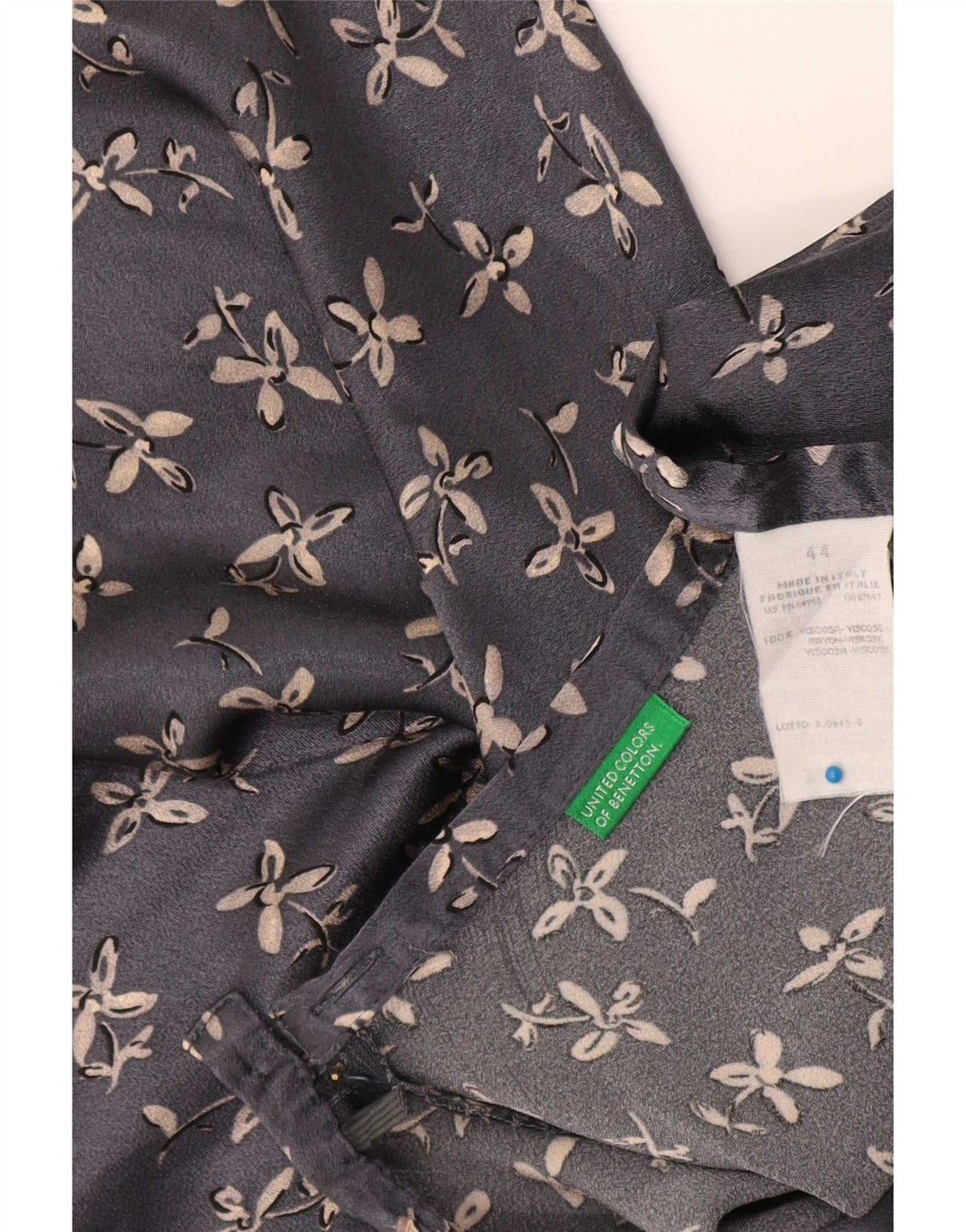 Benetton Womens A-Line Skirt IT 44 Medium W30 Grey Floral Viscose