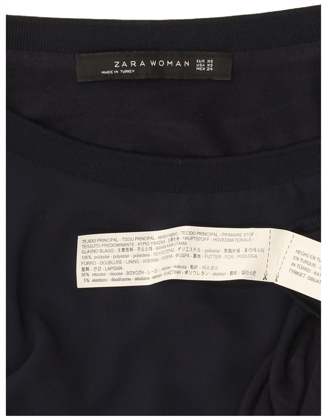 Zara Womens Oversized Blouse Top UK 6 XS Navy Blue Viscose