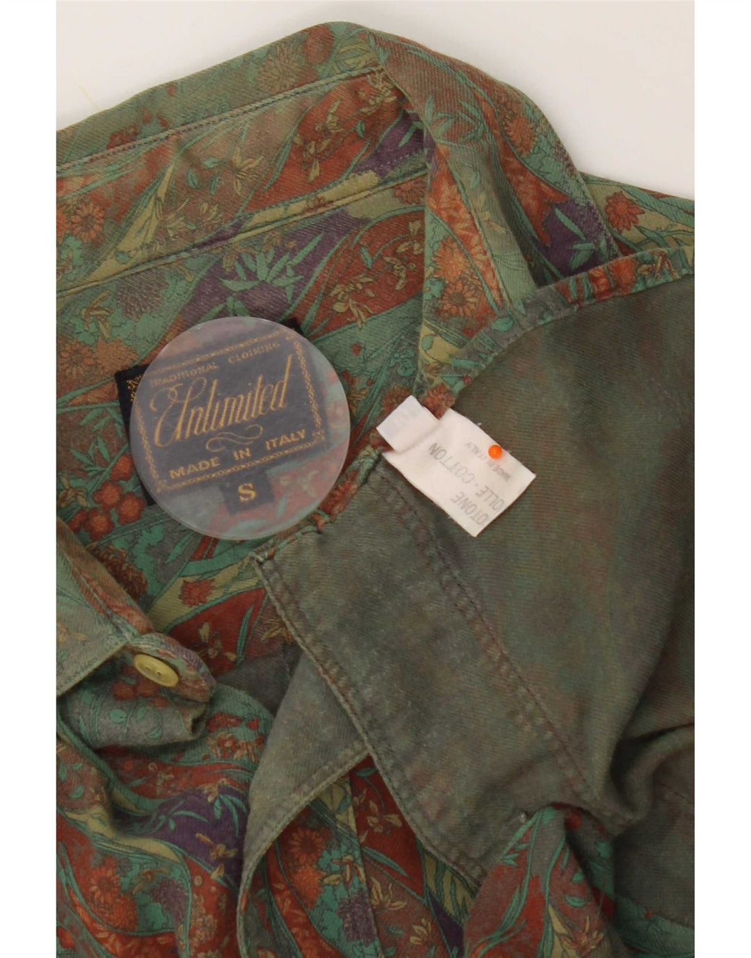 Unlimited Mens Shirt Small Khaki Floral Cotton