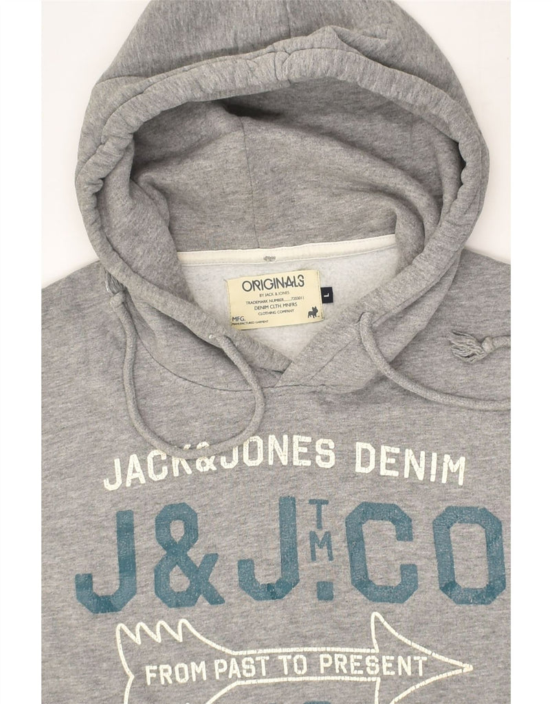 JACK & JONES Mens Graphic Hoodie Jumper Large Grey Cotton | Vintage Jack & Jones | Thrift | Second-Hand Jack & Jones | Used Clothing | Messina Hembry 