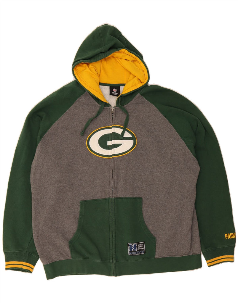 NFL Mens Green Bay Packers Zip Hoodie Sweater 2XL Green Colourblock Vintage NFL and Second-Hand NFL from Messina Hembry 