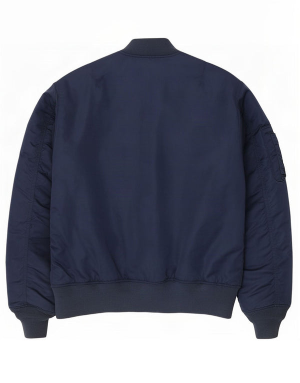 Pull & Bear Mens Bomber Jacket UK 38 Medium Navy Blue Colourblock