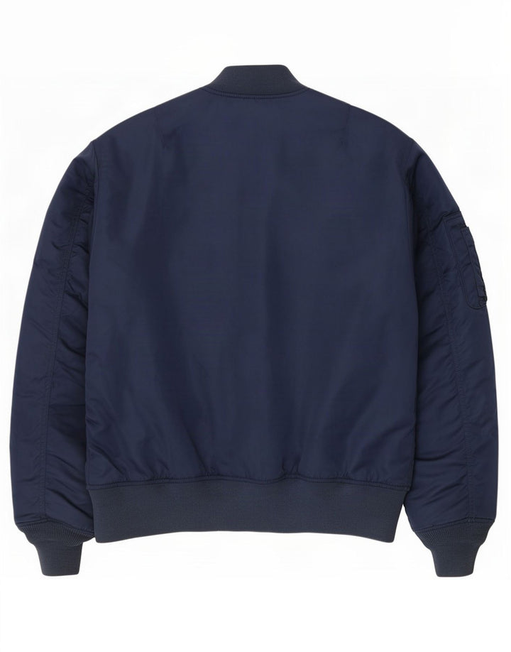 Pull & Bear Mens Bomber Jacket UK 38 Medium Navy Blue Colourblock