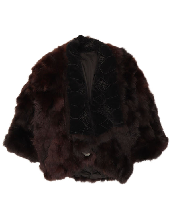 Vintage Womens Faux Fur Jacket EU 44 XL Brown