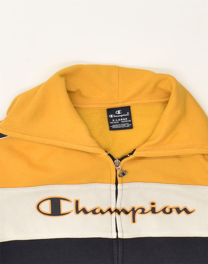 CHAMPION Girls Graphic Zip Hoodie Sweater 13-14 Years XL Yellow | Vintage Champion | Thrift | Second-Hand Champion | Used Clothing | Messina Hembry 