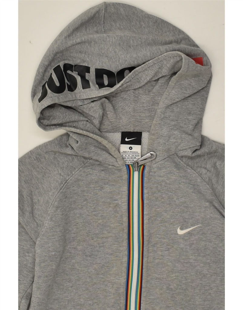 NIKE Boys Graphic Zip Hoodie Sweater 10-11 Years Medium  Grey Cotton | Vintage Nike | Thrift | Second-Hand Nike | Used Clothing | Messina Hembry 