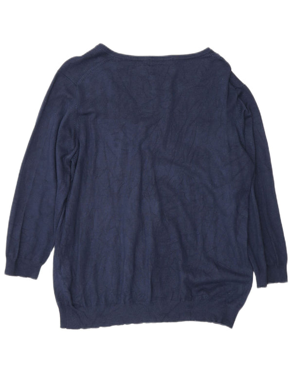 Marks & Spencer Womens V-Neck Jumper Sweater UK 18 XL Navy Blue Viscose