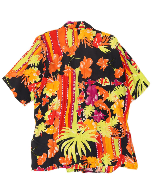 Vintage Womens Short Sleeve Shirt Blouse UK 18 XL Multicoloured Floral