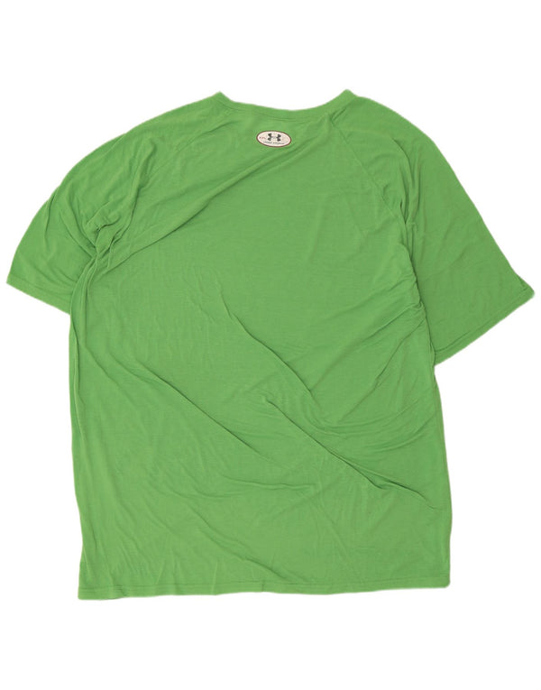 UNDER ARMOUR Mens Heat Gear T-Shirt Top 2XL Green Polyester